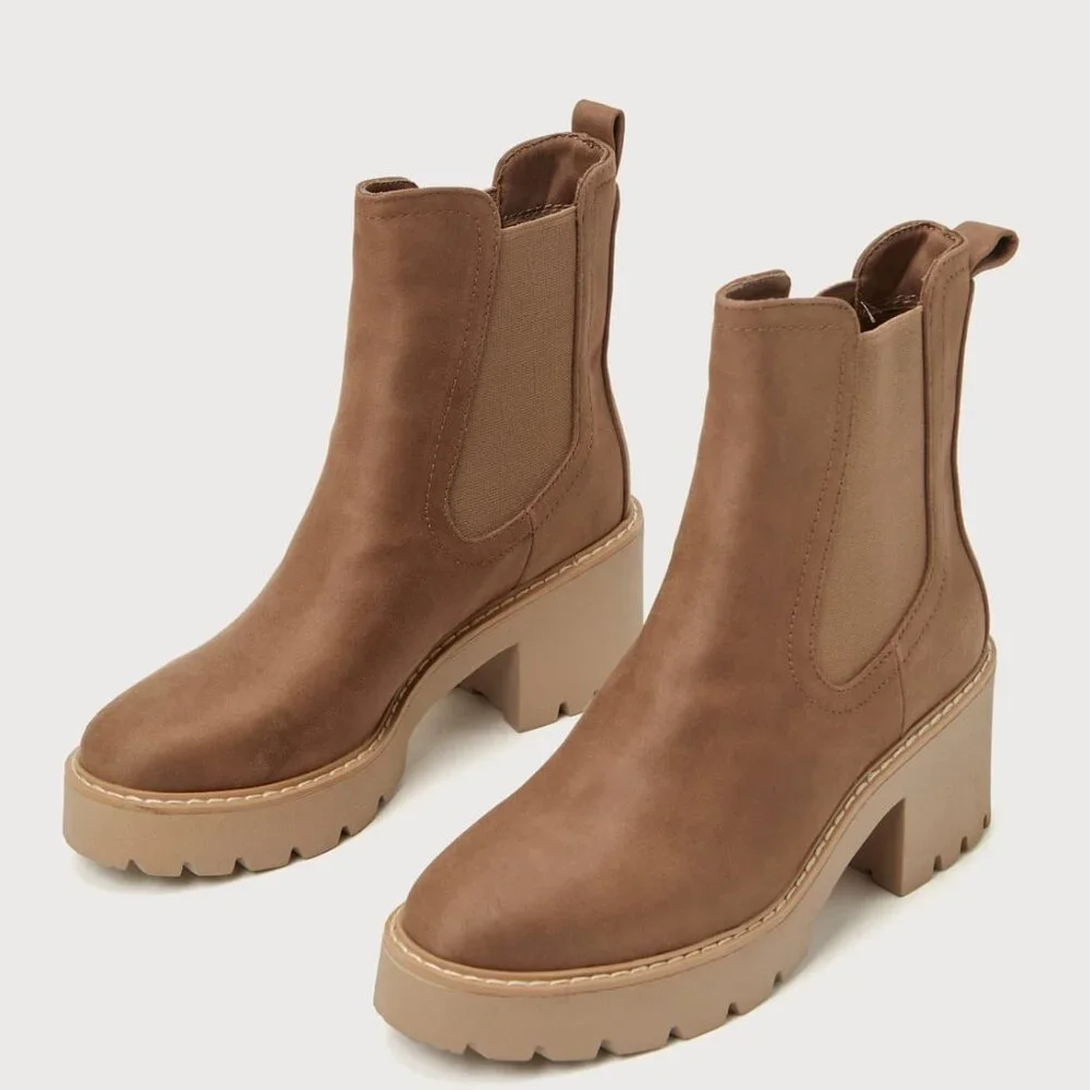 DV by DOLCE VITA 'Tobias' Truffle Faux Suede Chelsea Ankle Boots Booties Shoes - Picture 1 of 13